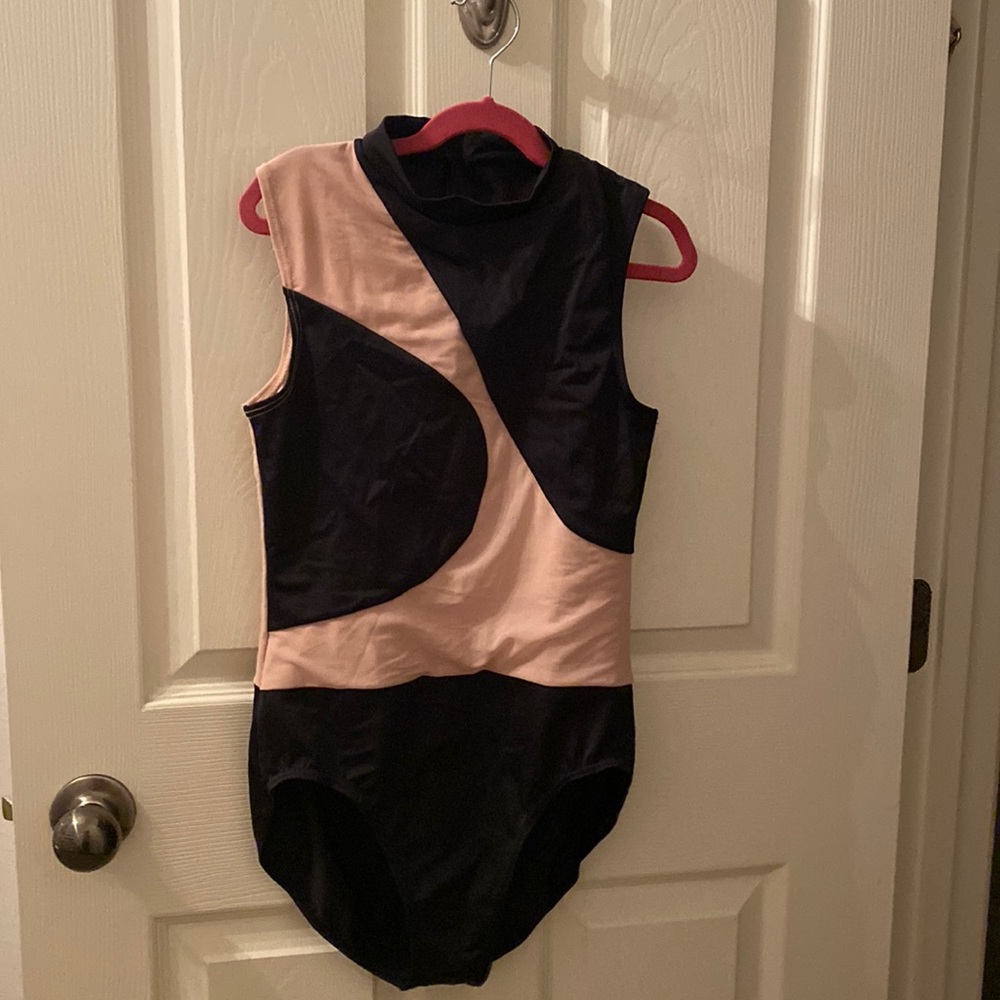 Black and Tan Leotard with Zipper In Back